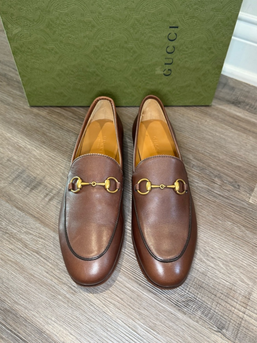 Gucci Jordaan Horsebit Leather Loafers in Brown - Picture 5 of 16